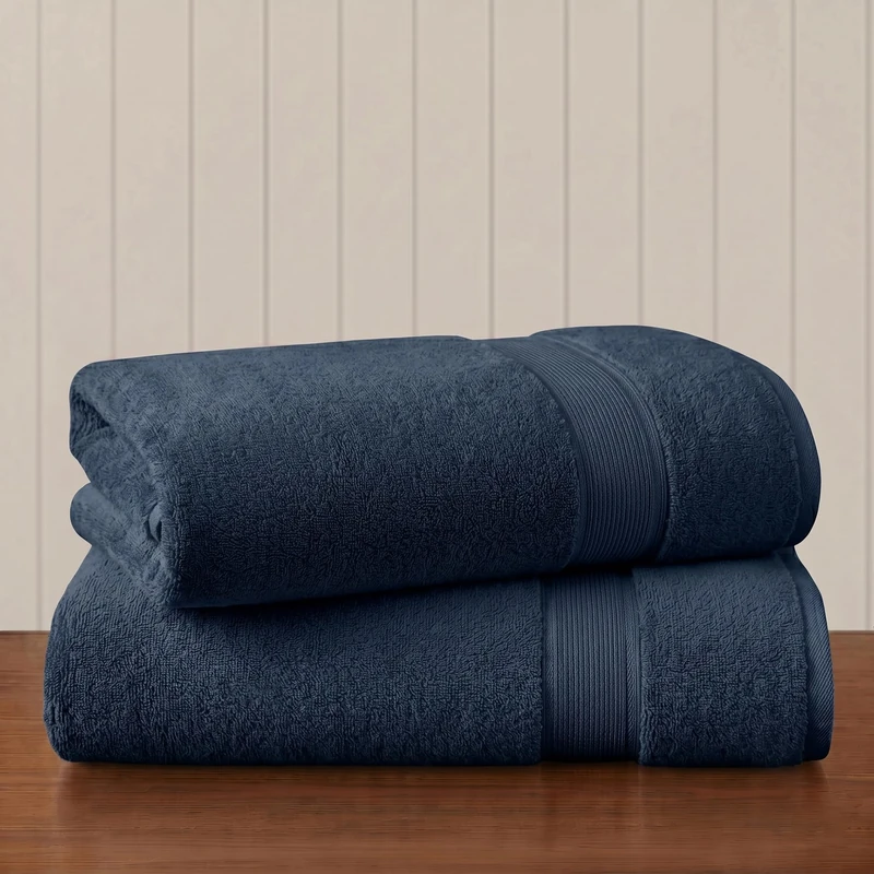 Madison Park SIGNATURE 800GSM 100% Cotton Luxurious Bath Towel Set Highly Absorbent, Quick Dry, Hotel & Spa Quality for Bathroom, Bath Sheet 34" x 68", Slate Blue 2 Piece