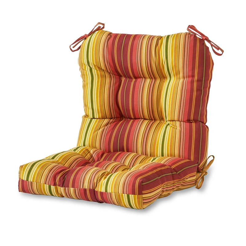 Greendale Home Fashions Outdoor Seat/Back Chair Cushion, 1 Count (Pack of 1), Cinnamon Stripe