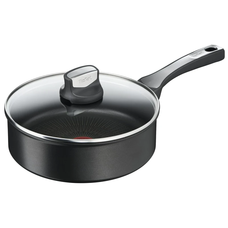 Tefal Unlimited On, Premium Cookware, 24 cm Saute Pan, UK’s Long Lasting Non-Stick, Frying Pan, Heat Indicator, Induction Hob Compatible, Dishwasher Safe, Aluminium, Black, G25932AZ
