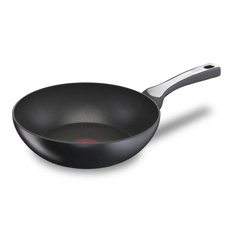 Tefal Unlimited On, Premium Cookware, 28 cm Wok Pan, UK's Long Lasting Non-Stick, Frying Pan, Heat Indicator, Induction Hob Compatible, Dishwasher Safe, Aluminium, Black, G25919AZ