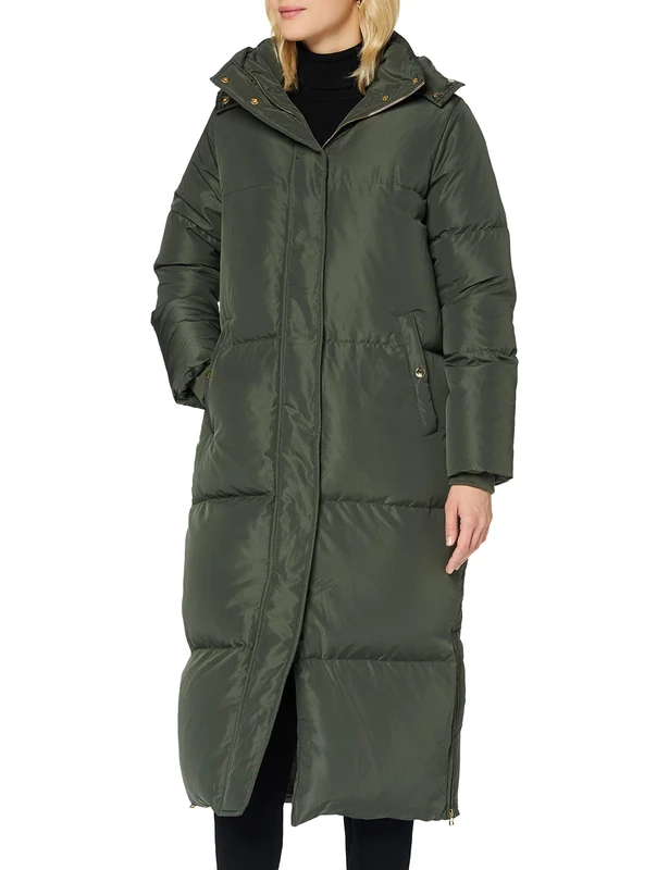 Noa Noa Women's Long Down Down Coat, Army Green, 32