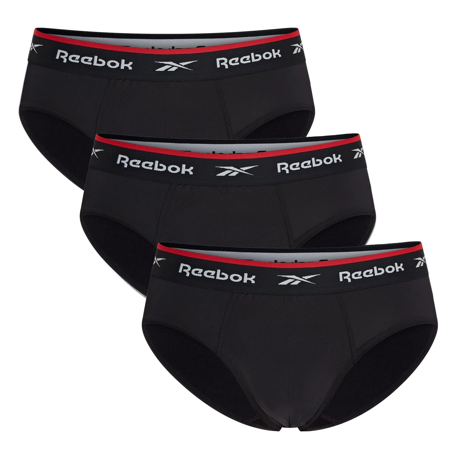 Reebok Wiggins Mens Briefs | Pack of 3 Sports Briefs, Breathable & Stretchable Underwear for Men |Underwear Multipack Black