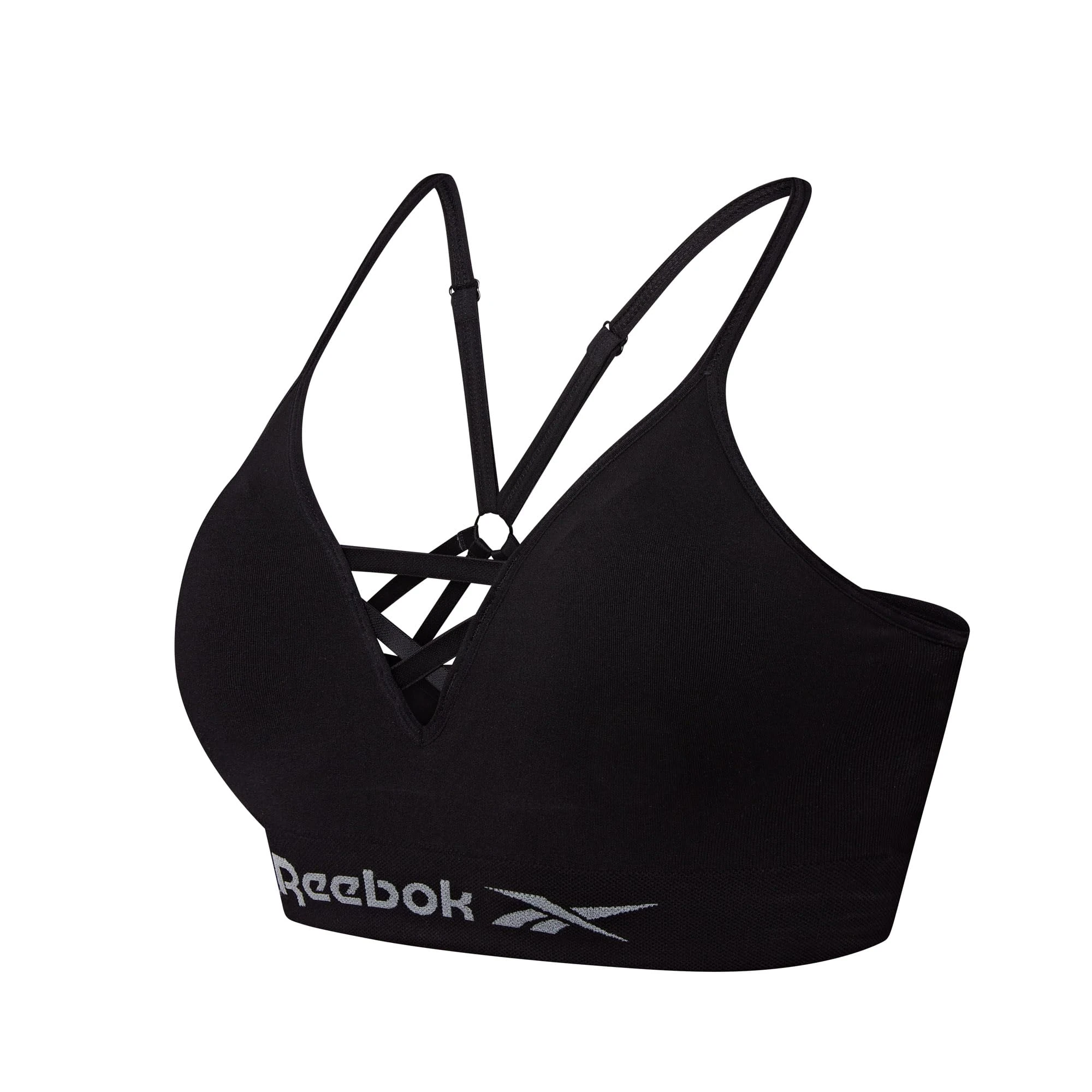 Reebok Womens Seamless Sports Bra | Women's Sports Bras with Halter Neck Design | High Support, Non Wired and Comfortable Bra Available in 4 Size | Black, Grey Or White