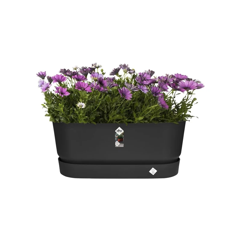 elho Greenville Trough 80 - Planter for Outdoor - 100% Recycled Plastic - Ø 78.0 x H 33.5 cm - Black/Living Black