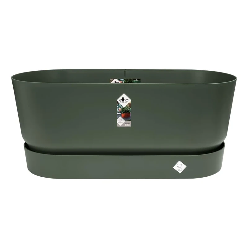 elho Greenville Trough 80 - Planter for Outdoor - 100% Recycled Plastic - Ø 78.0 x H 33.5 cm - Green/Leaf Green