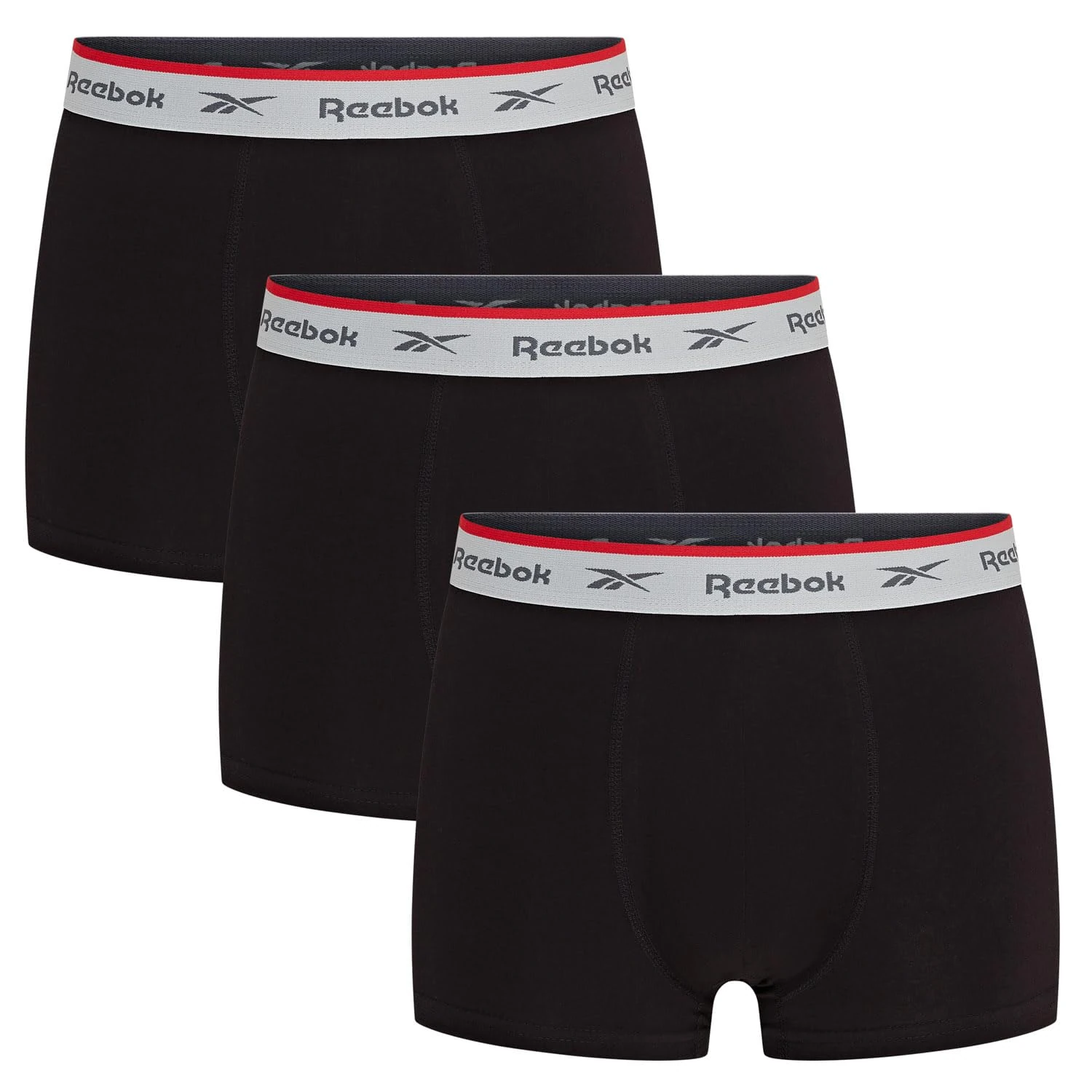 Reebok Redgrave Boxers for Men | Pack of 3 Mens Sports Trunks, Breathable & Stretchable Underwear for Men | Multipack Boxer Shorts Black