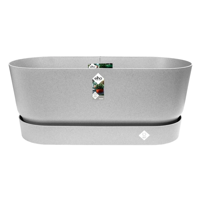 elho Greenville Trough 80 - Planter for Outdoor - 100% Recycled Plastic - Ø 78.0 x H 33.5 cm - Grey/Living Concrete