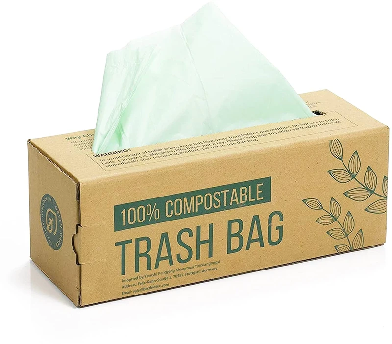 50 Bags Compost Bin Liners 30L Kitchen Waste Bags 100% Biodegradable Bags with EN13432 Certification
