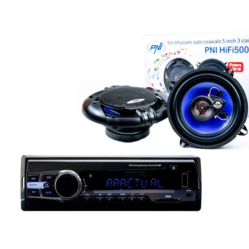 Package Radio MP3 car player PNI Clementine 8524BT 4x45w + Coaxial car speakers PNI HiFi500, 100W, 12.7 cm