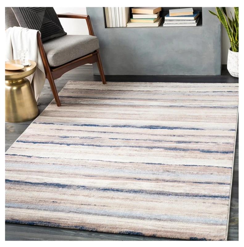 Livabliss Bruges Abstract Rug - Area Rugs Living Room 160x216 cm, Dining Room, Lounge, Kitchen, Bedroom - Modern Marble Large Rug, Soft Luxurious Easy Care Medium Pile, Grey, Ivory and Navy Blue