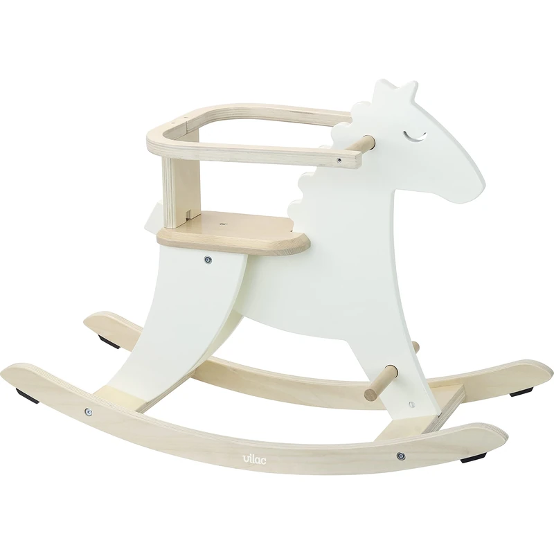 Vilac Hudada Rocking Horse With Detachable Safety Hoop / Handrail For 12 Months - 4 Years Toddlers, 65 x 7 x 40 cm, White