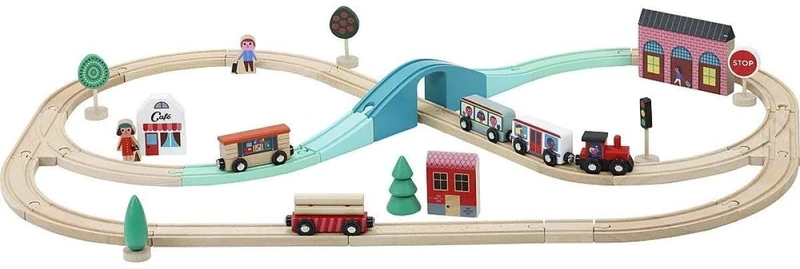 Vilac Grand Express Train Circuit, Train Tracks, Toy Train Set, Solid Wood Toy, Train Toy, Children's Natural Wood Toy, FSC Certified Wood Toy Train Set