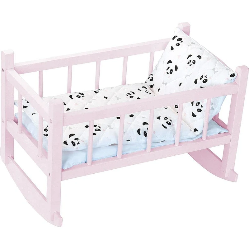 Petitcollin - Lit en Bois Rose Panda Pour Poupee Jusqu'à 40 cm Accessories for Baby Dolls, Pink (800127)