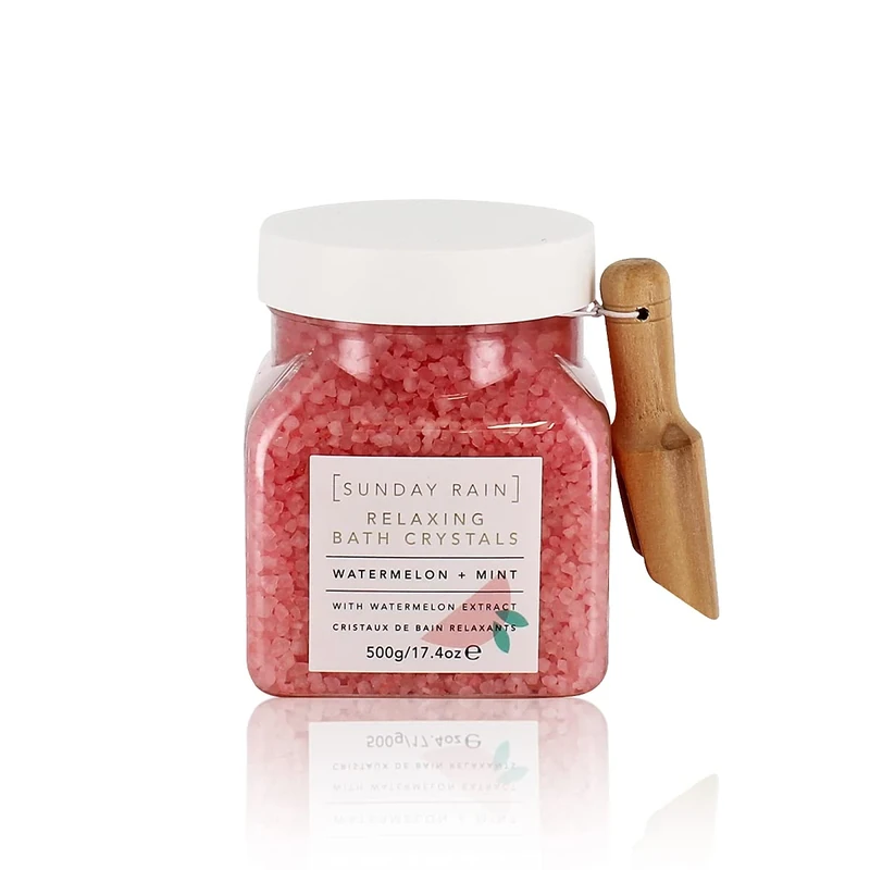 Sunday Rain Luxury Relaxing Sea Salt Bath Crystals, Vegan & Cruelty-Free, Fruity Watermelon & Refreshing Mint Fragrance, 500g