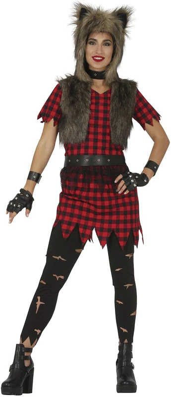 FIESTAS GUIRCA Rebel Wolf Halloween Fancy Dress Costume Lady Size 10-12