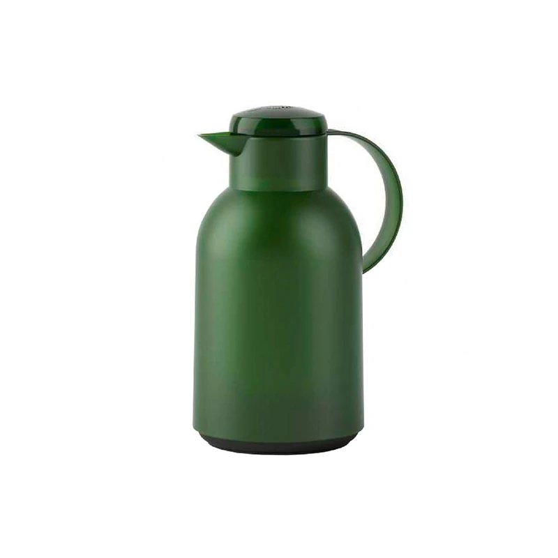 Emsa N40121 Samba Insulated Jug 1.5 litres Quick Press Closure 12 Hours Hot and 24 Hours Cold Translucent/Dark Green
