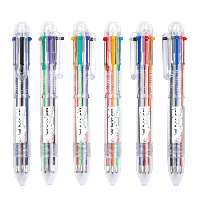 Shuttle Art Multicoloured Pens, 23 Pack 6-in-1 0.7mm 6 Colours Retractable Ballpoint Multicolour Pens Bulk for Office School Supplies Students Children Gift