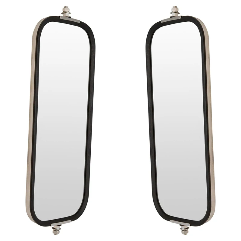 TRQ West Coast Mirror Ribbed Back 16x7 Stainless Steel Pair Compatible with Heavy Duty Truck