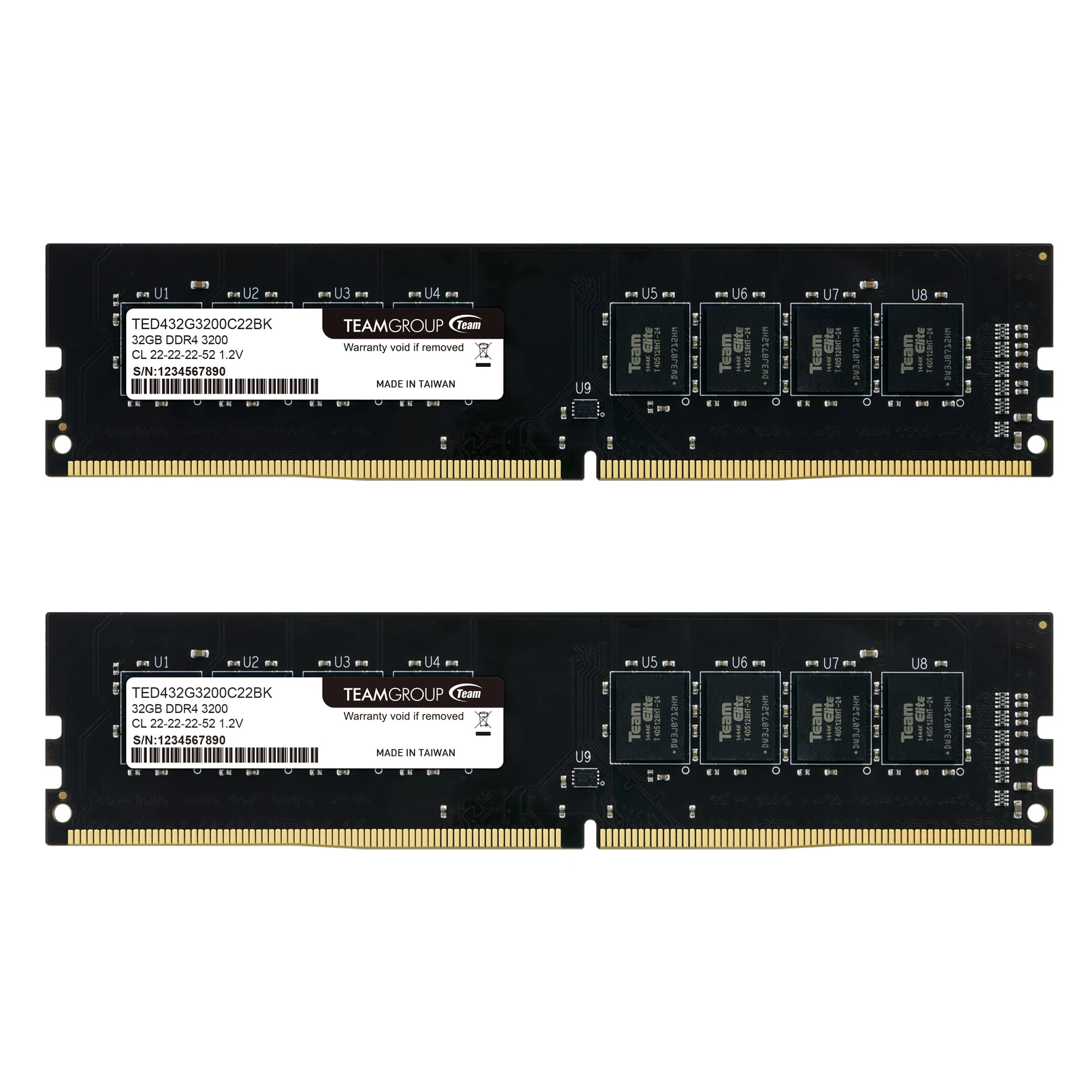 TEAMGROUP Elite DDR4 64GB Kit (2 x 32GB) 3200MHz (PC4-25600) CL22 Unbuffered Non-ECC 1.2V UDIMM 288 Pin PC Computer Desktop Memory Module Ram Upgrade - TED464G3200C22DC01