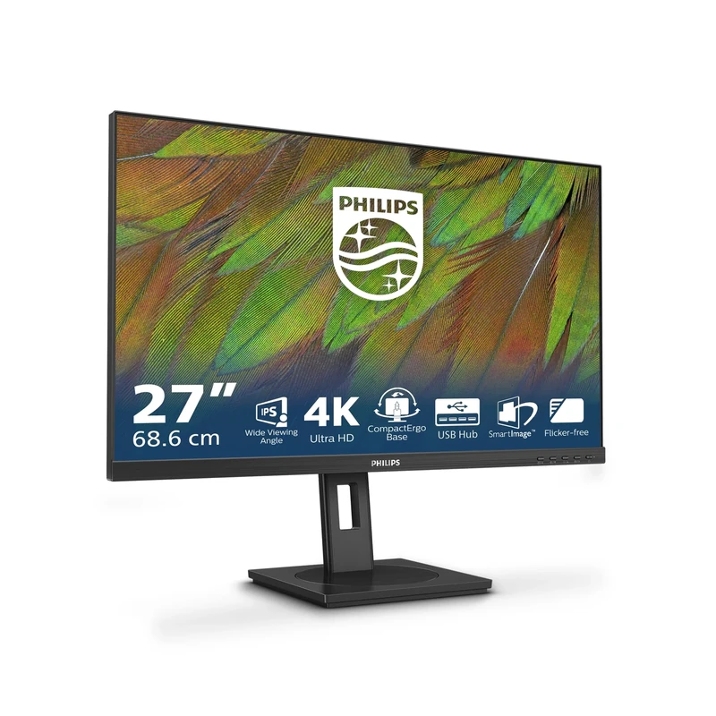 Philips 278B1-27 Inch 4K Monitor, 60Hz, 4ms, IPS, Height adjust, Speakers, USB Hub, PowerSensor (3840 x 2160, 350 cd/m², HDMI/DP/USB-B/USB 3.2)