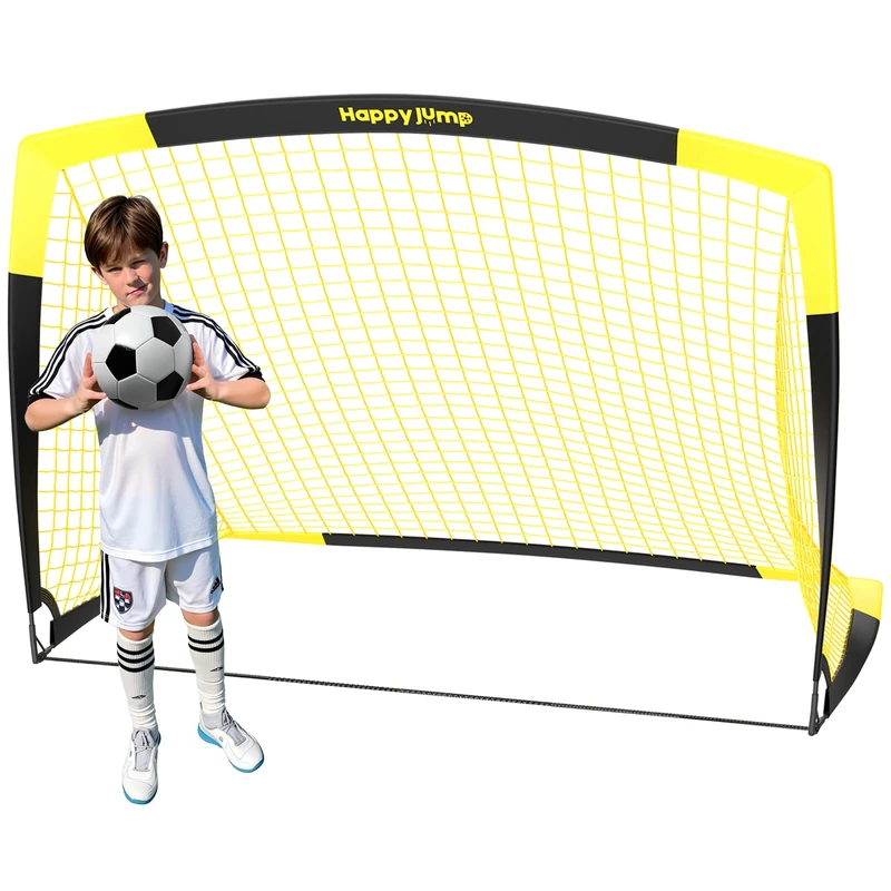 Happy Jump Portable Pop Up Football Goals | Weatherproof Football Nets – 7x5FT Single Pack for Garden & Outdoor Training