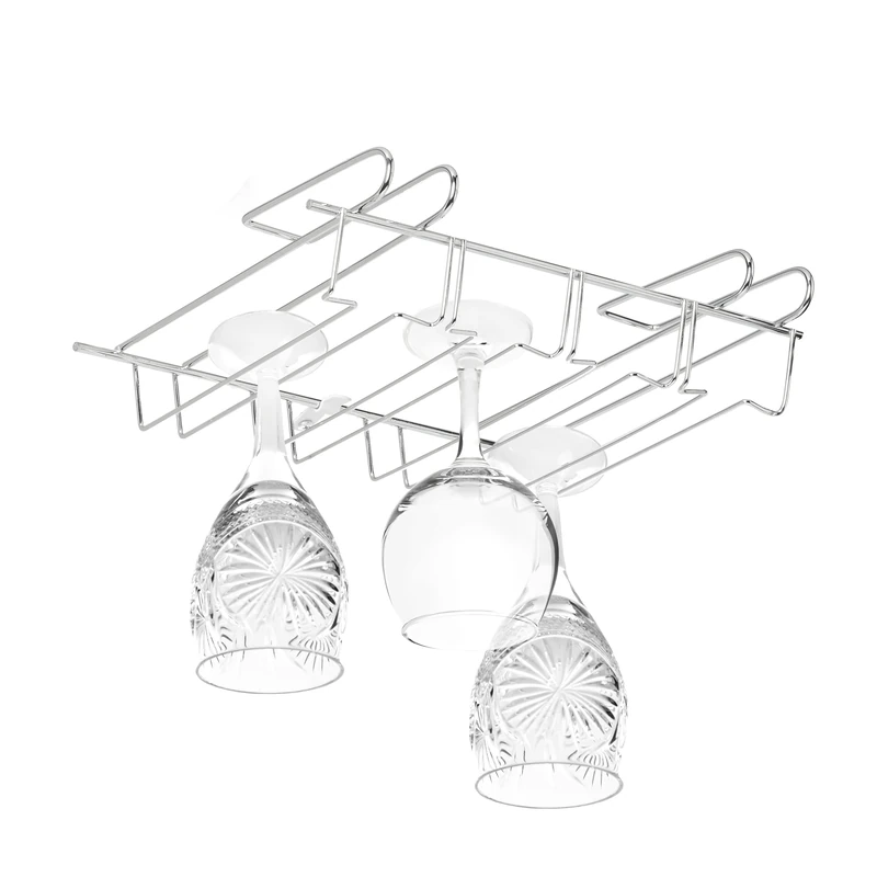 Relaxdays 10027694 Stemware Rack, Glass Holder for 12 Pieces, Bar, Kitchen, Pub, Iron Support, 8,5 x 34.5 x 26 cm, Silver