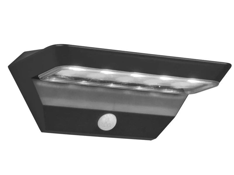 Reality Leuchten Mendoza R22241142 LED Solar Outdoor Wall Light Plastic Anthracite with 5 Watt LED Motion Sensor