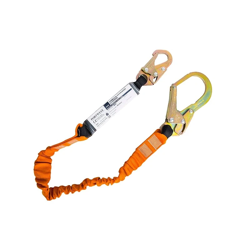 Portwest Single 140kg Lanyard with Shock Absorber, Size: One Size, Colour: Black/Orange, FP74K1R