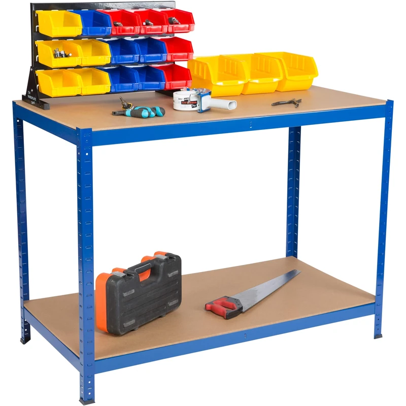 The Workplace Depot Garage Workbench – Heavy Duty 300kg Capacity – Powder-Coated Steel Frame with MDF Worktop – Ideal for Workshops, Sheds & DIY Spaces – 1200mm Wide