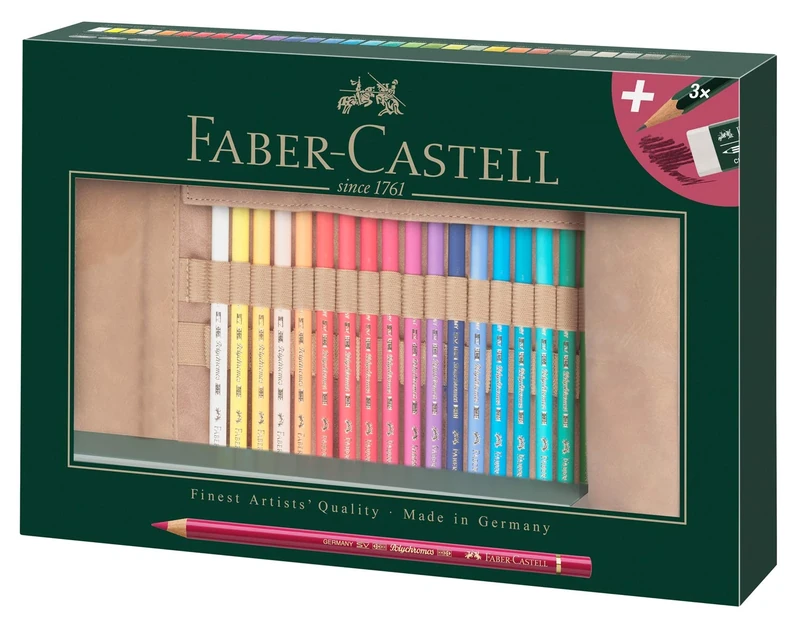 Faber-Castell Art & Graphic Polychromos Colour Pencil, Multicoloured, Pencil Roll Of 34, For Art, Craft, Drawing, Sketching, Home, School, University, Colouring