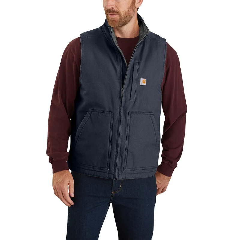 Carhartt Men's Sherpa Lined Mock-Neck Vest Work-Utility Outerwear, Navy, L