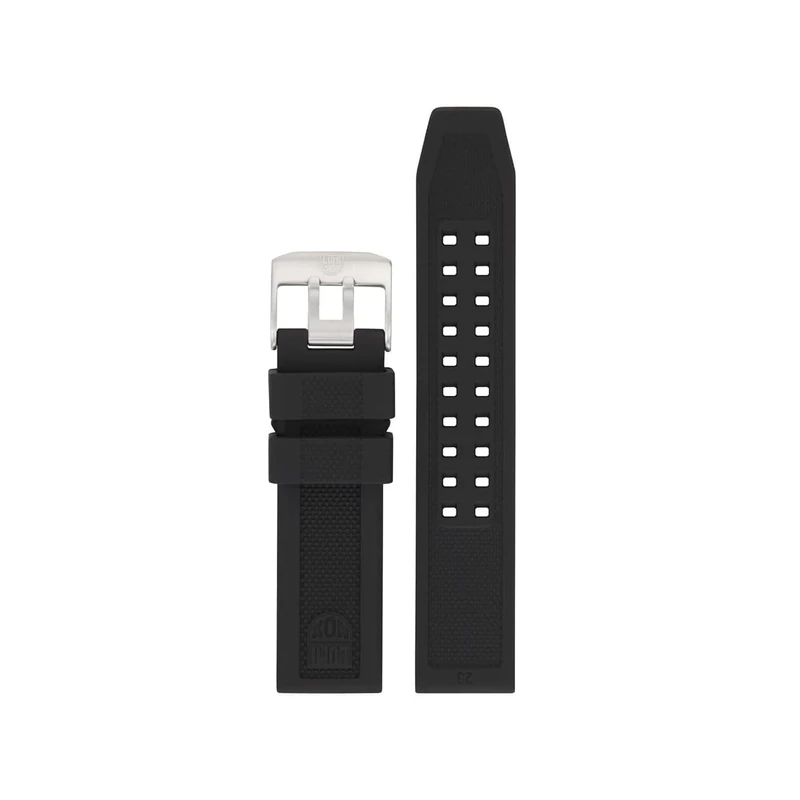 Luminox FPX.3050.20Q.2.K Watch Strap - 23 mm Black Replacement Rubber Strap with Stainless Steel Pin Buckle for 0150 3050 3060 3080 3150 3160 3180, black/silver, Classic