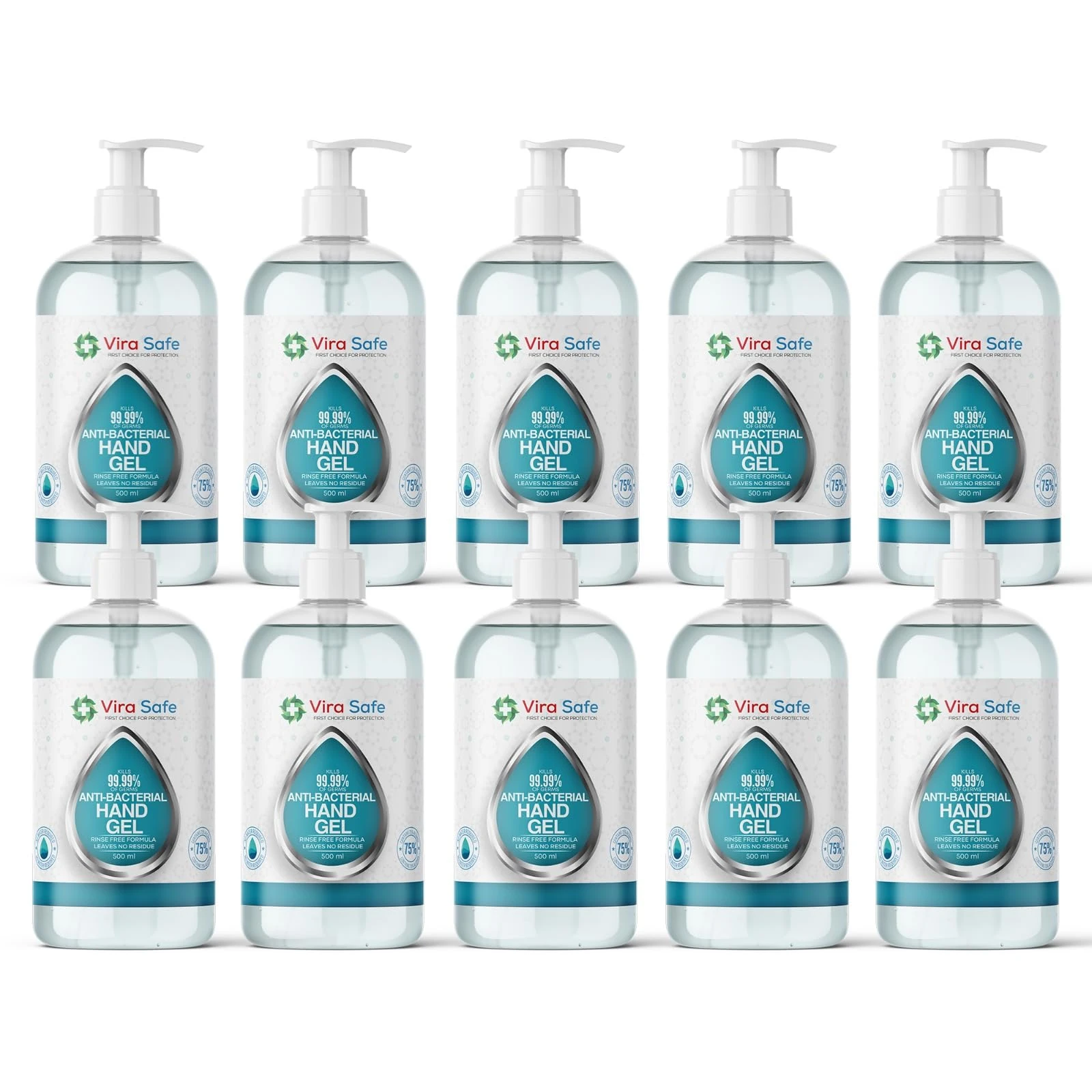 10 x 500ml Hand Sanitiser 70% Alcohol Gel Anti Bacteria Viral Eliminating Formula Gel Alcohol Anti Bacterial Formula Pack Of 10