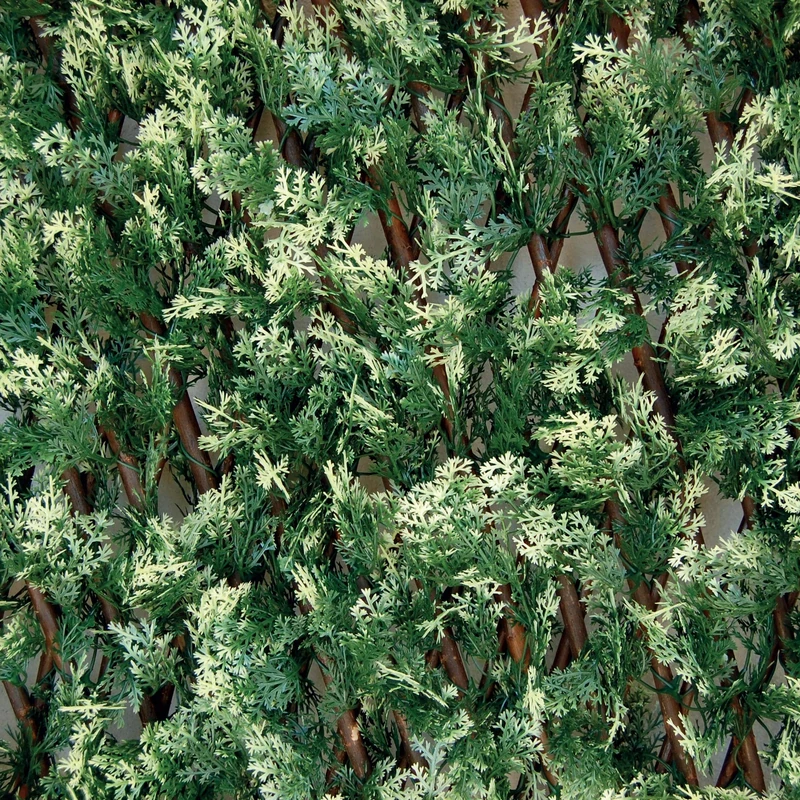 Tenax Artificial Hedge with Leaves Trellis Extensible in Willow, Divy 3D X-Tens Cyprus, 1x2 m, Green/White
