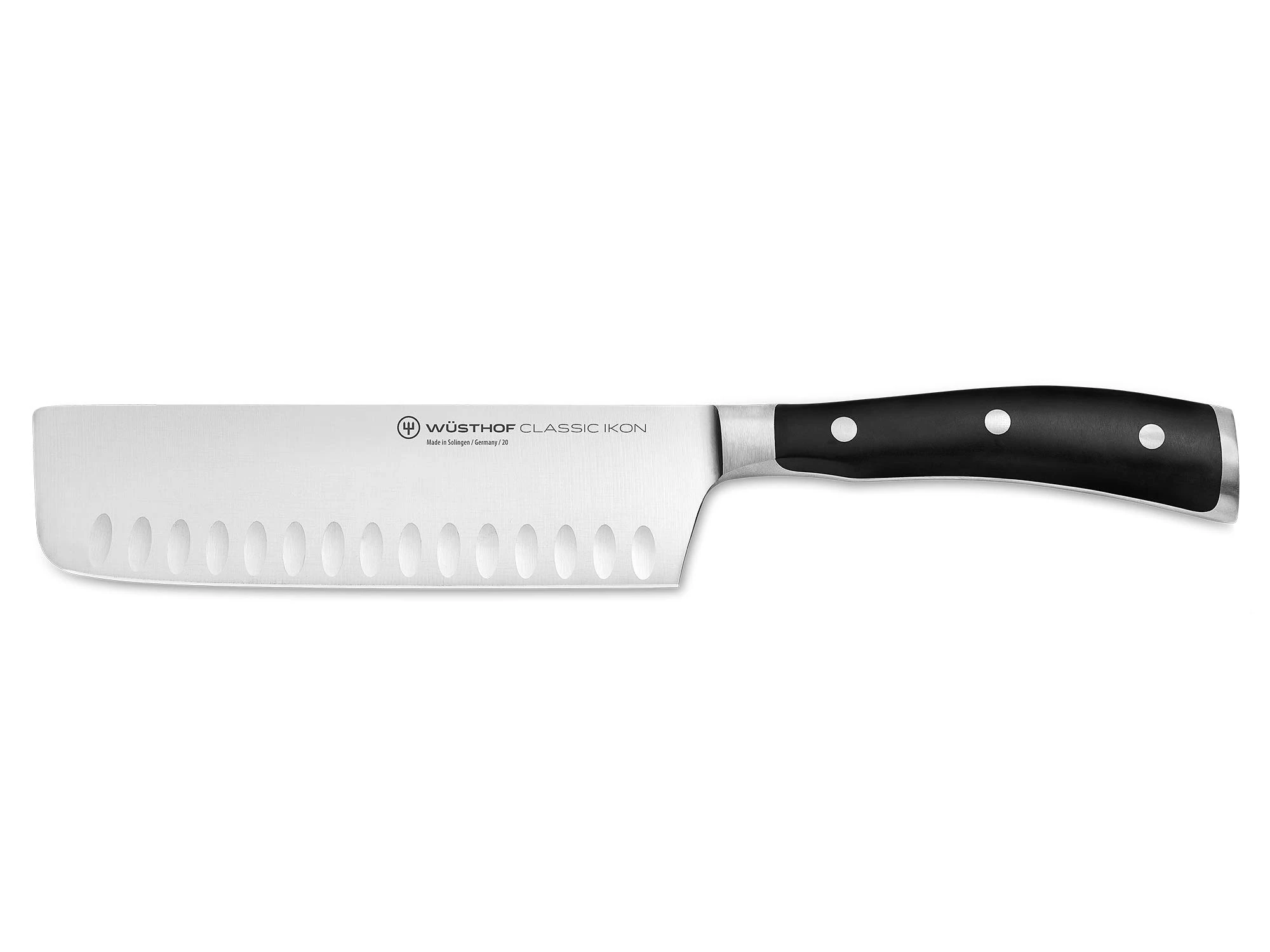 Wüsthof Classic Ikon 7 Inch Hollow Edge Nakiri Knife, Black