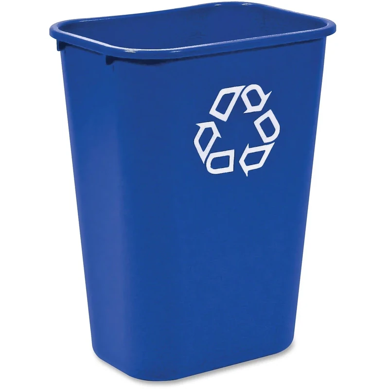Rubbermaid Commercial Products Fg295773Blue Plastic Resin Deskside Recycling Can, 10 Gallon/41 Quart, Blue Recycling Symbol, 12 Pack
