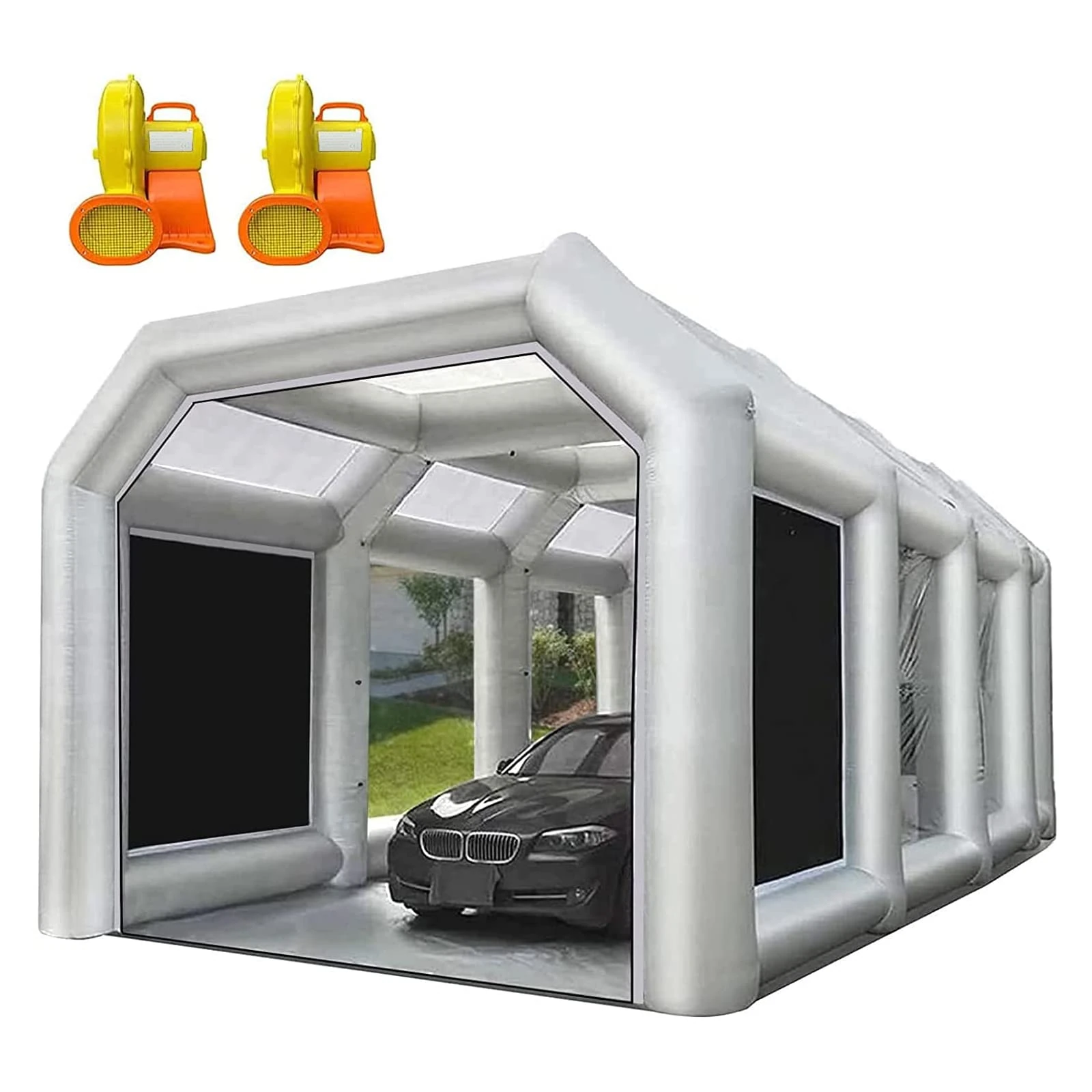28X15X10FT Inflatable Spray Paint Booth Tent with Upgrade High-Power Blowers 950W+950W, Professional Car Workstation Portable Auto Paint Booth with Filter System