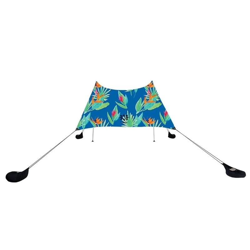 Neso Portable Beach Tent, Blue, 7' x 7', Aluminum Nylon, UPF 50+ UV Protection, Water Resistant, Tropical Style