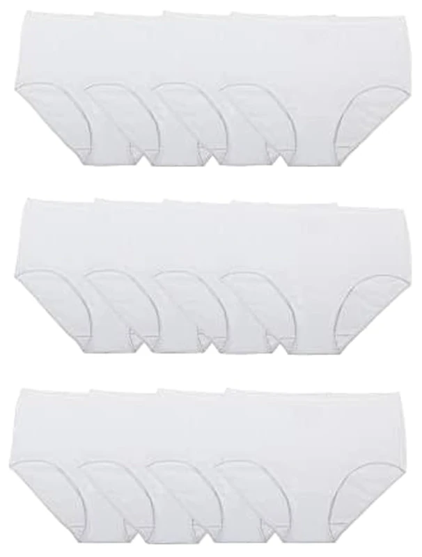 Fruit of the Loom Women's Tag Free Cotton Brief Panties (Regular & Plus Size), Brief-12 Pack-White, 10