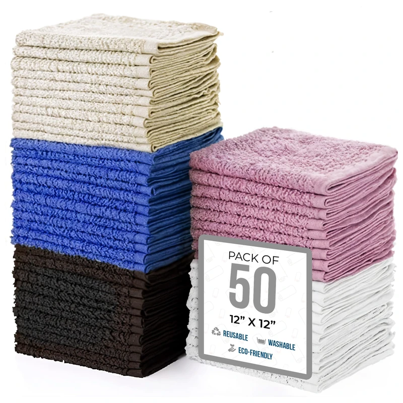 Simpli-Magic 79264 Cotton Washcloths, Size: 12”x12”, Multi Color, 60 Pack