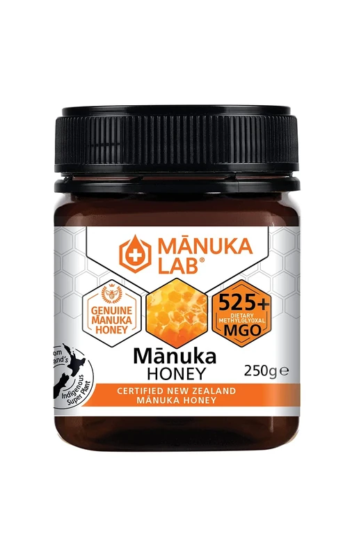 Manuka Lab Certified MGO 525+ Manuka Honey 250g - Antimicrobial Powerhouse for Wound and Skin Healing | Premium Quality Honey from New Zealand, Manuka Honey