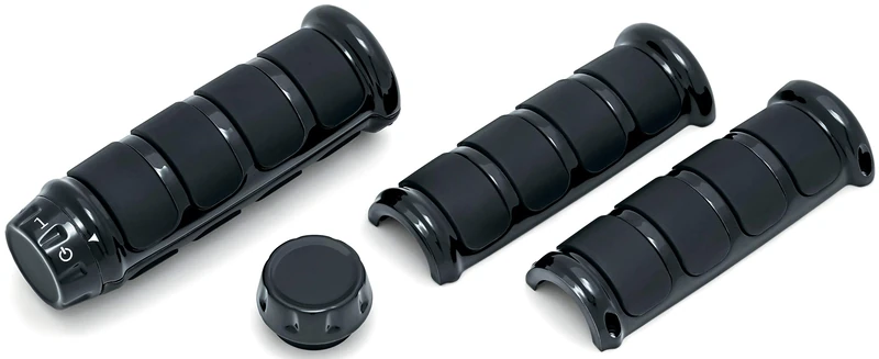 Kuryakyn 6781 Motorcycle Handlebar Accessory: ISO Grips for Harley-Davison Motorcycles with Heated Grips, Gloss Black, 1 Pair - Image 1