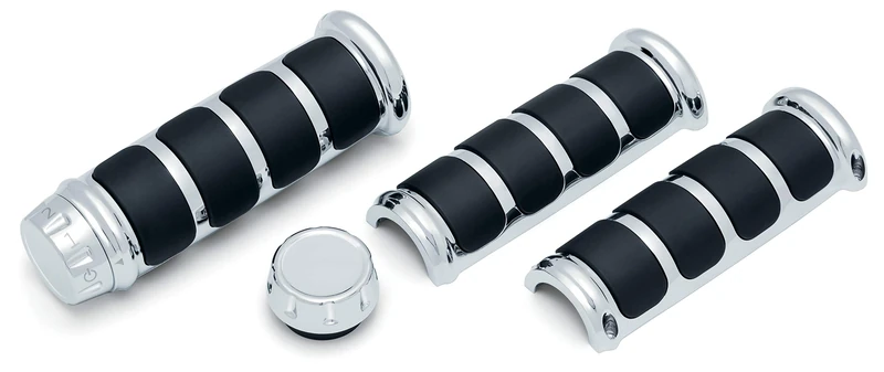 Kuryakyn 6780 Motorcycle Handlebar Accessory: ISO Grips for Harley-Davison Motorcycles with Heated Grips, Chrome, 1 Pair