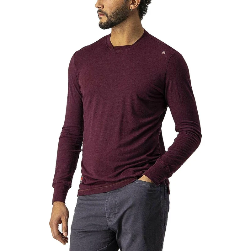 CASTELLI Men's Merino LS Tee T-Shirt, Barbaresco Rot, L - Image 1