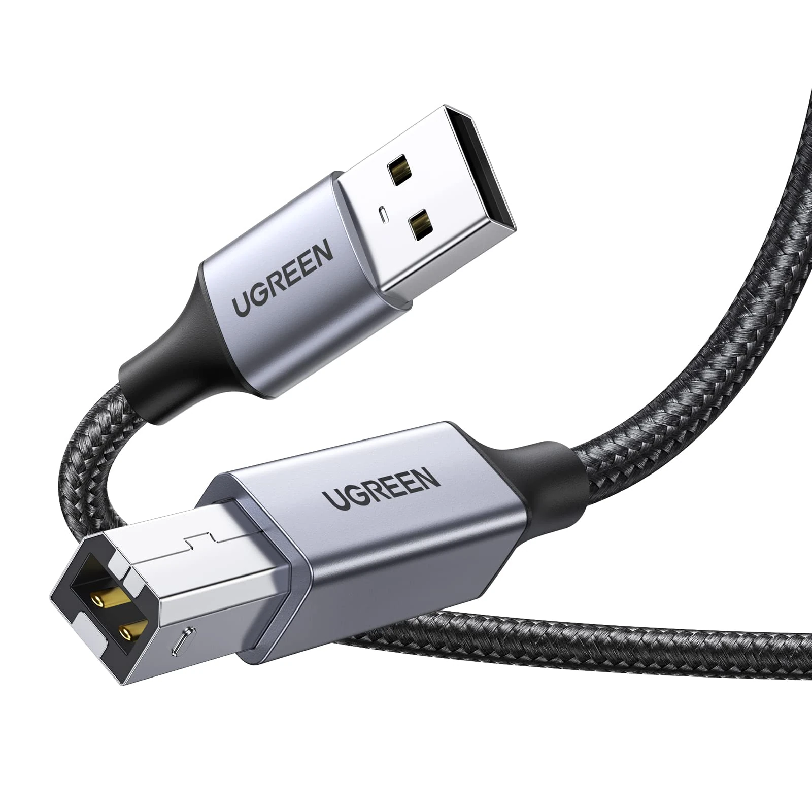 UGREEN USB A to B Printer Cable,Braided USB 2.0 Type A to USB B Male Lead,High Speed Data Cable Compatible with All USB Type B Devices Epson/HP/DeskJet/Envy/Lexmark/3D/Dell/Brother/DAC/Scanner (2M)