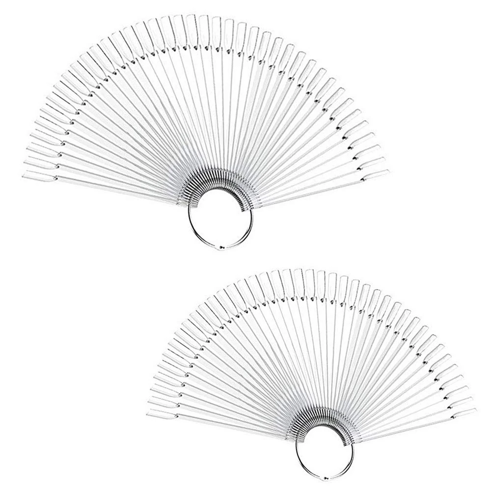 kuou 100 PCS Clear Fake Nail Swatches Fan-shaped Nails Display Sticks, Nail Art Tips Color Sticks Pop Sticks Nail Display Ring for Nail Gel Polish Practice