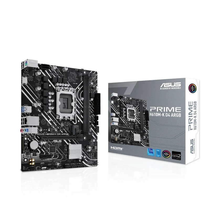 Asus PRIME H610M-K D4 ARGB, Intel H610, 1700, Micro ATX, 2 DDR4, HDMI, PCIe4, 1x M.2