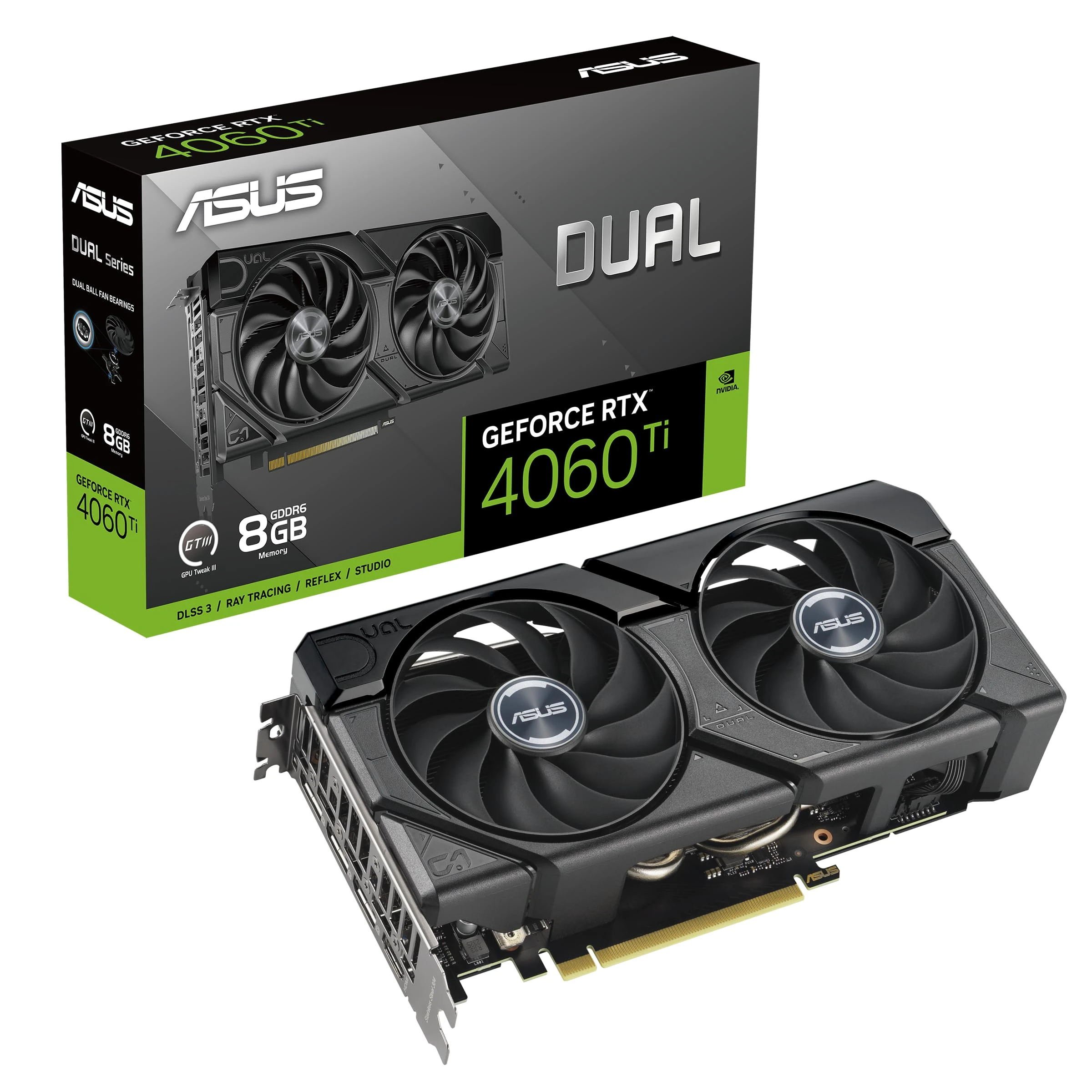 ASUS Dual GeForce RTX 4060 Ti Evo 8GB GDDR6 Gaming Graphics Card (Nvidia RTX4060Ti Evo DLSS 3, PCIe 4.0, 1 x HDMI 2.1a, 3 x DisplayPort 1.4a, DUAL-RTX4060TI-8G-EVO)