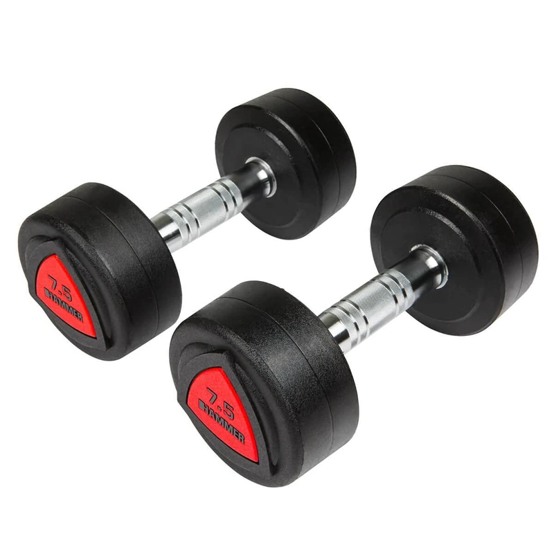 Hammer Fitness - 7.5 kg Black Polyurethane Dumbbells 7.5 kg