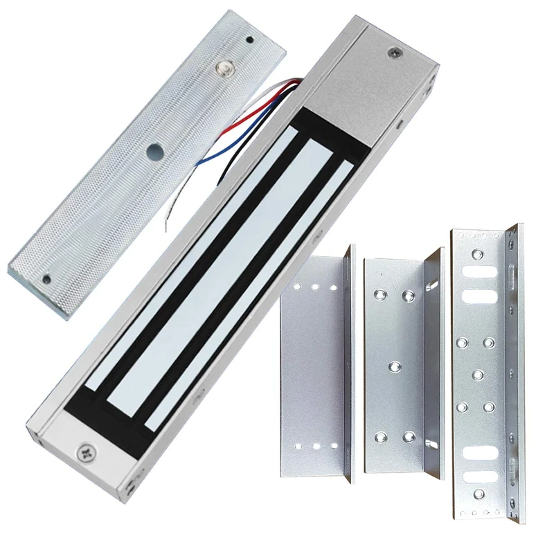 Supreform Outdoor Indoor Waterproof?12VDC?24VDC 600lbs?Holding?Force?Magnetic?Door?Lock?with?Z?and?L?Brackets?for?Access?C.